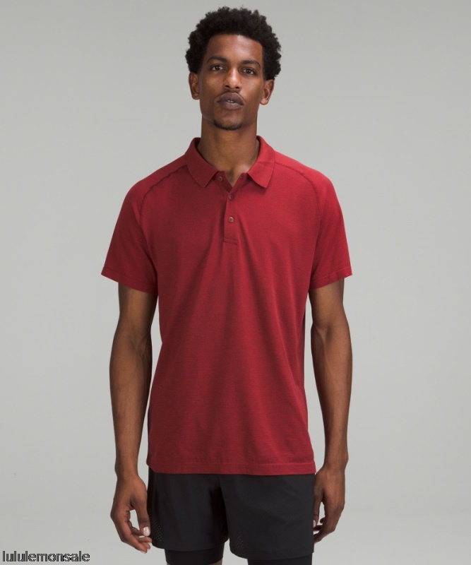 Lululemon Verkauf DELULU734 | Dunkelrotes Metal Vent Tech Poloshirt 20